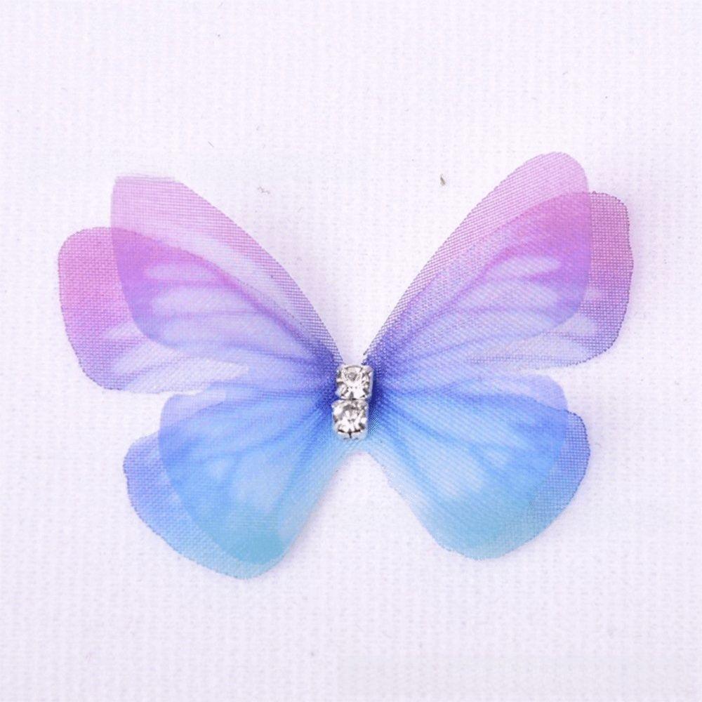 50 ks 3D šifonové vyšívané nášivky motýlů Oblečení Šicí nášivka Svatební doplňky do vlasů
