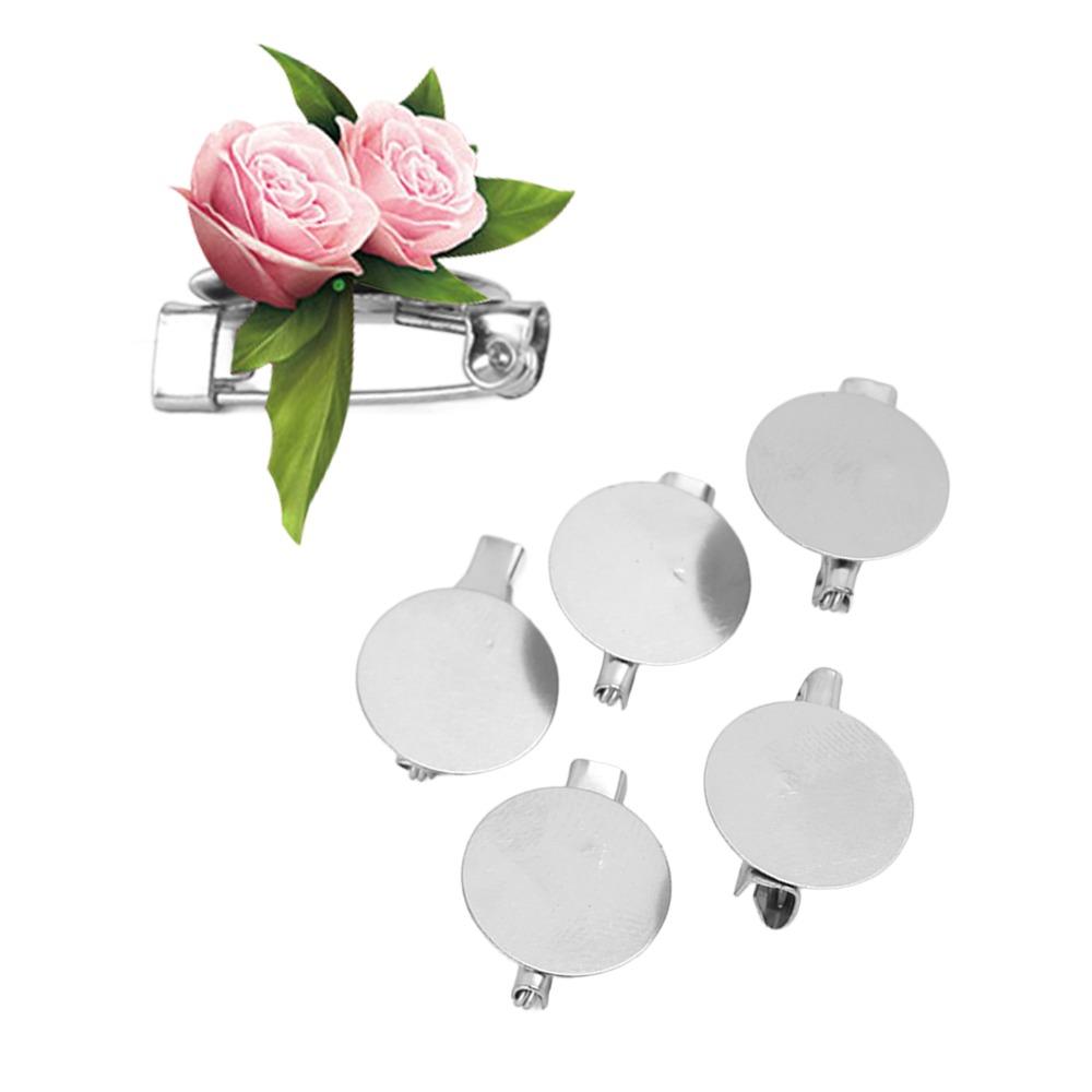 100pcs Metal Brooch Clasps Silver Brooch Blank Round Tray Brooch Clasp Clip Pins  DIY Jewelry Craft