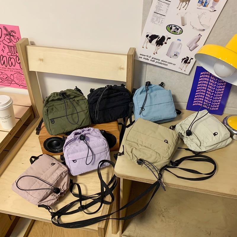 Original versatile mobile phone bag dopamine color scheme pleated drawstring bag fashionable and lightweight shoulder messenger bag