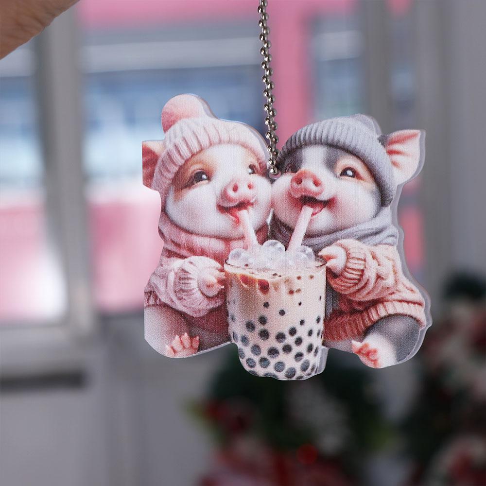 Prasátko tvar přívěsku na klíče prasátko akrylová dekorace na batoh dekorace do interiéru auta přívěsek domácí dekorace