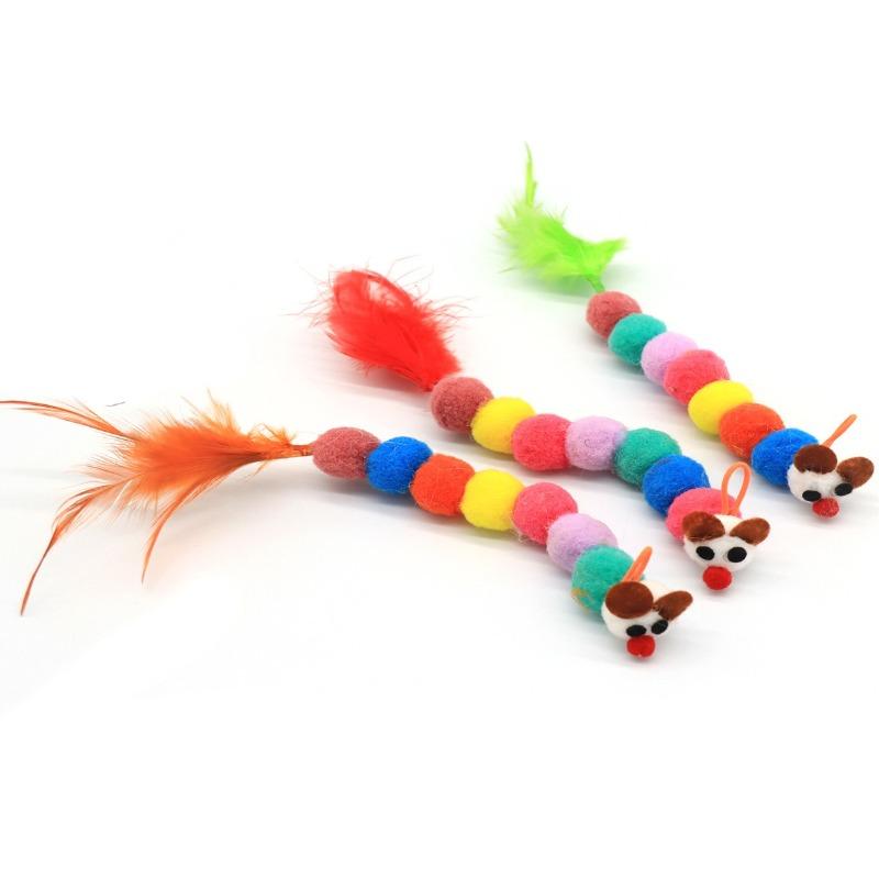 Interactive Cat Teaser Toy Adjustable Hanging Door Swing with Colorful Worms Plush for Indoor Cats Interactive Kitten Play