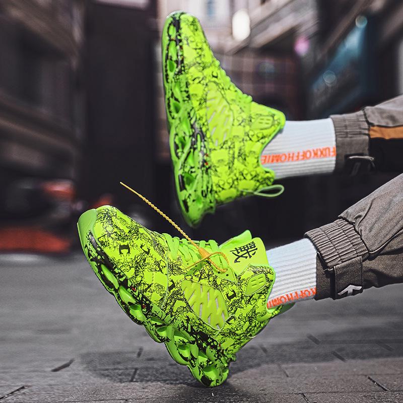 Scarpe da basket alla moda per ragazzi, con graffiti, versatili, da uomo, taglie forti, con fondo a torsione, quattro stagioni