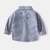 Boys' Striped Shirt Spring and Autumn Children's Clothing Baby Boy Casual Embroidered Long-Sleeved Shirt Children's Collared Shirt Top