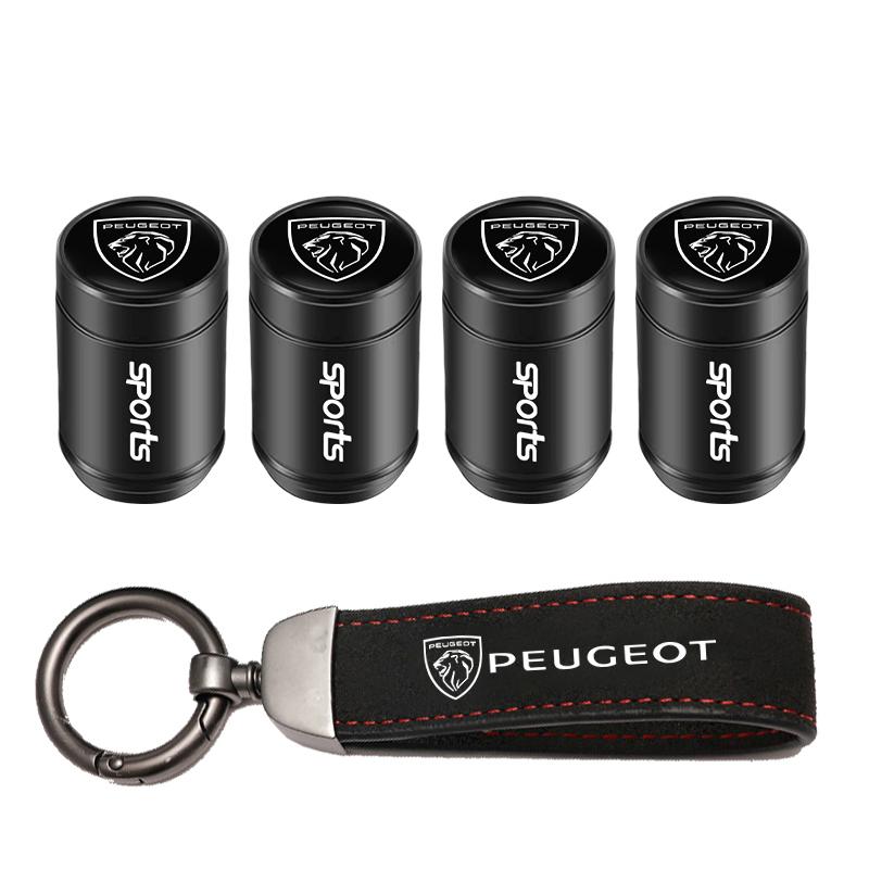 Car Tire Wheel Valve Caps Cover Suede Car Key Chain Ring Keychain For Peugeot 206 307 308 3008 207 208 407 408 508 2008 5008 301 UGE2