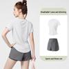 Plus Size Quick-Dry Loose Fit Yoga & Sports Suit: Elastic Short Sleeve T-Shirt & Shorts