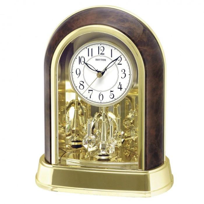 Rhythm Contemp Mantel Clock Wood Effect Arched