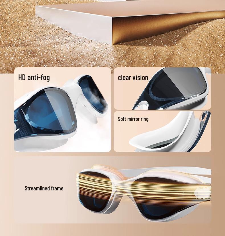 Yoyou Swim Cap & HD Anti-Fog Waterproof Goggles Set for Men & Women