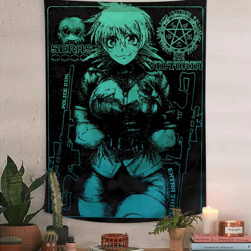 Cool Alucard Anime HHellsing Tapestry Art Printing Japanese Anime Wall Tapestry Anime Wall Hanging Home Decoration