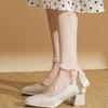 2025 New French-Style Women's Wedding Shoes - Bowknot Fairy Bridesmaid Shoes, Two-Way Wear Block Heel, Comfortable Non-Tiring Feet, StyleXCY34-888-200