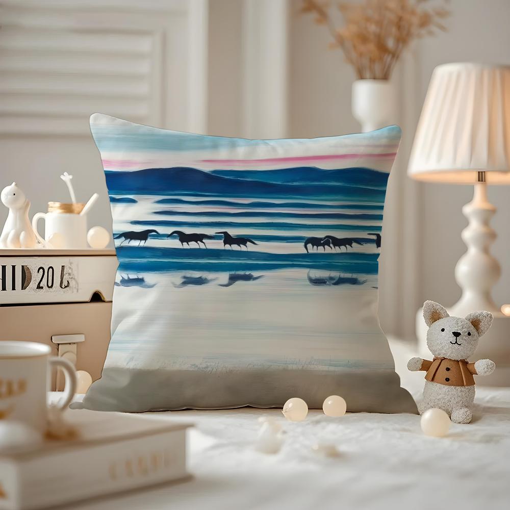 The Art Of Taking Dreams As Horses Cushion Cover Pattern Printed Pillowcase For Living Room Sofa Cushion Cover & Bedroom Decor
