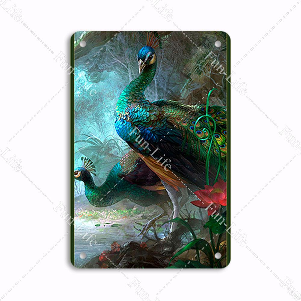 Forest Plate Poster Bird Vintage Home Decor Colorful Tree Retro Metal Tin Signs Pub Car Garage Wall Art Home Decor 20x30cm