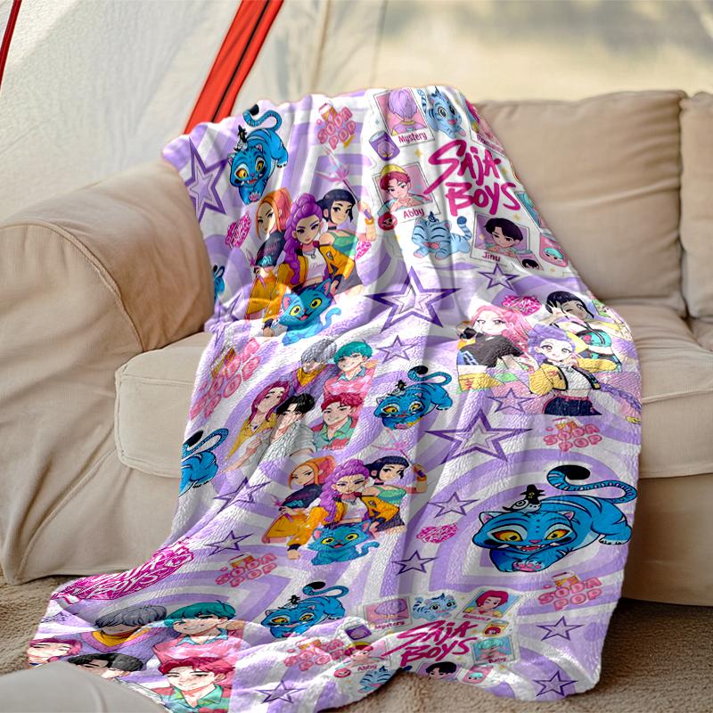 1pc Easy-Care Kpop Demon Hunters Blanket, Perfect for Couch, Bed, Home, Travel & More, Warm & Durable Printed Blanket