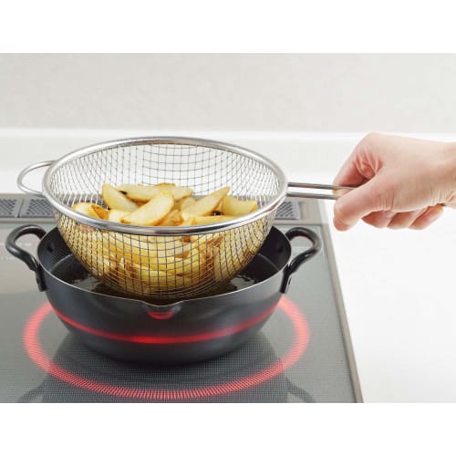 Yoshikawa Deep Frying Colander, Stainless Steel, 19cm, Cooking ABCs, Tsubame-Sanjo, Made In Japan, YJ2778
