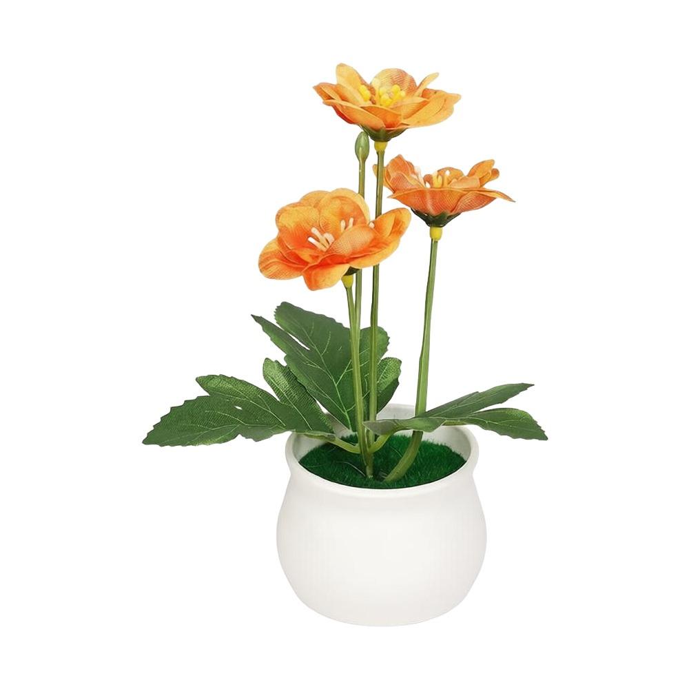 Цветок сливы Искусственный цветок Размещение с цветочным горшком Комнатное растение Настольный дисплей Симуляция бонсай Декор для вечеринки в саду оранжевый