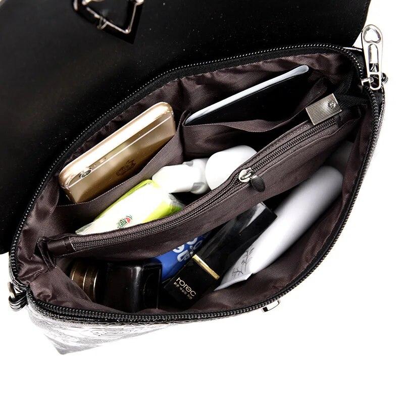 Lady Evening Party Clutch Rose Flower Embossed Sling Bags Elegant Mother Shoulder Purse Flap Crossbody Bag