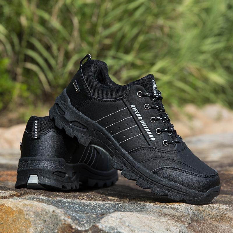 Autumn and Winter Large Size Low-top Mountaineering Men's Shoes Outdoor Sports Hiking Shoes Velvet Platform Casual Travel Shoes Men