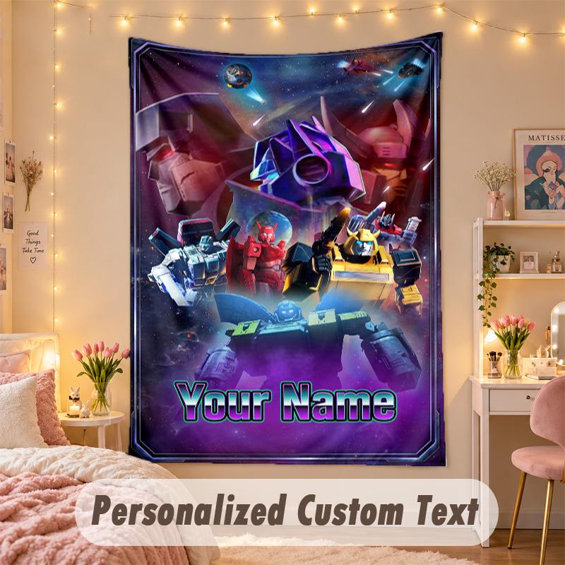Custom Personalized Tapestry,Transformers Print Custom Name Text Wall Art Hanging for Bedroom