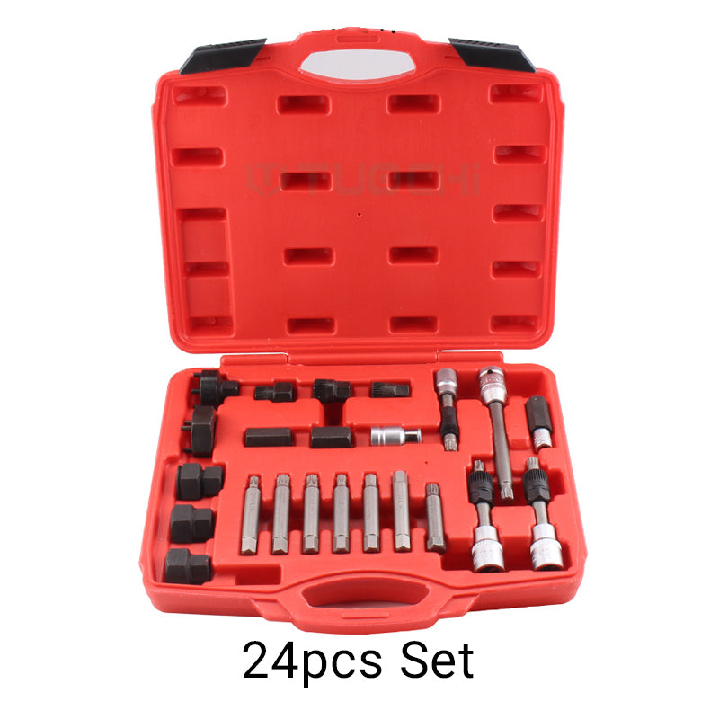 Generator Pulley Removal Tool Kit Universal Alternator Freewheel Pulley Removal 18pcs/24pcs/30Pcs/Set Engine Auto Tool Set
