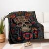 Day of the Dead Sugar Skull Art PrintBlanket Flannel Throw Blanket for Sofa, Bed, Travel, Camping, Office, Couch, Chair, And Bed Gift for Ch