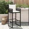 VidaXL Garden Bar Stools Cushions Set of 2 Black Wicker, Stool, Outdoor Bar Stool, Bar Chair, 368705