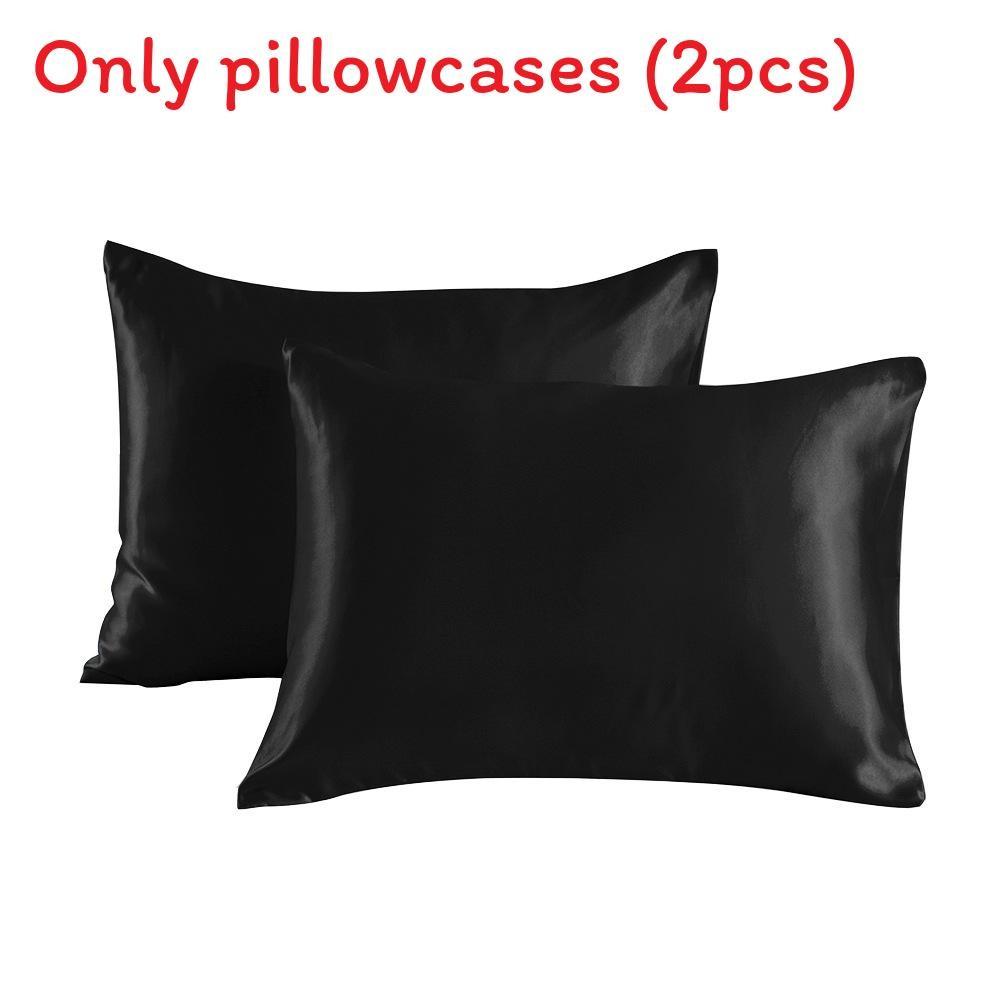 2pcs Soft Smooth Solid Color Double Sided Design Pillowcase With Hidden Zipper