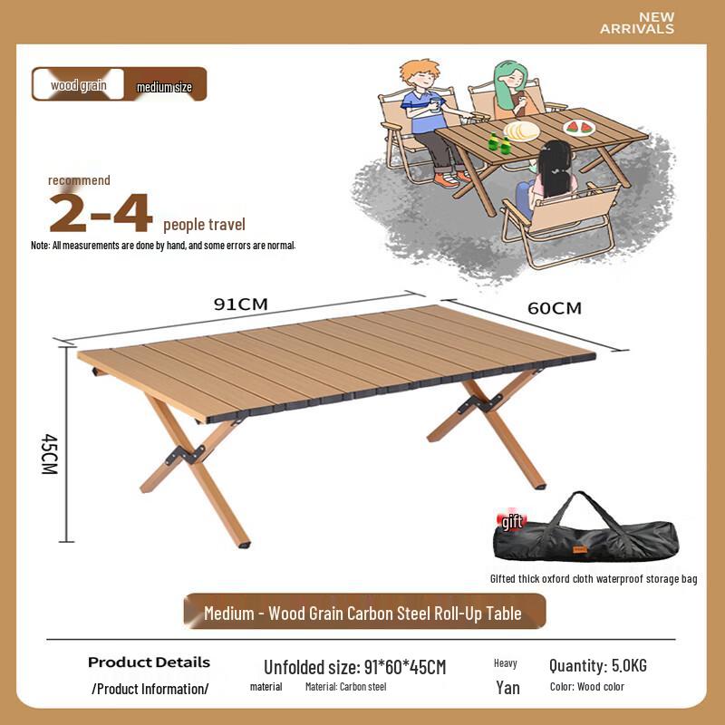 Glacier Age Carbon Steel Roll-up Camping Table & Kermit Chair Set