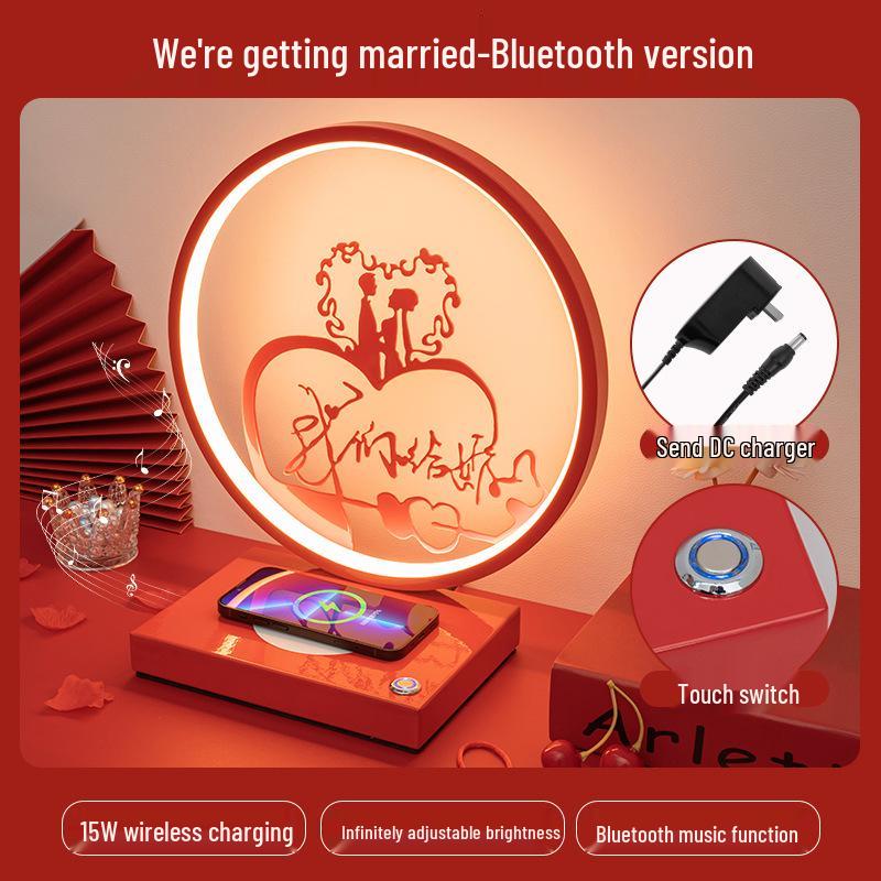 LED Bluetooth Night Light: Wedding Gift for Newlyweds, Bedside Lamp for Bedroom or Wedding Celebration