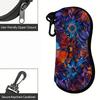 2D-Boho Floral Pattern Zipper Glasses Case, Stylish Sunglasses Case for Women, Protective Eyewear Holder Pouch, Portable Travel Accessories Organizer