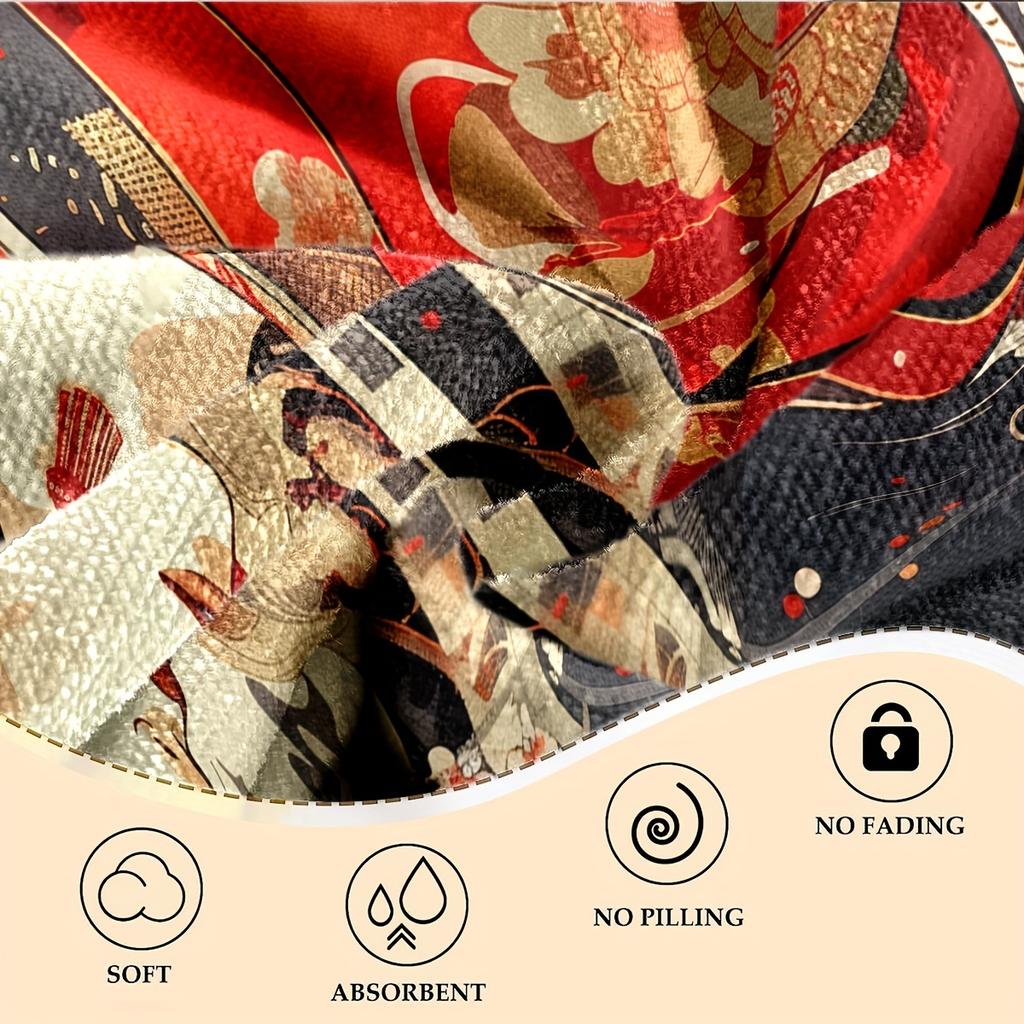 Geisha Art Beach Towel, Japanese Cultural Style Quick-Dry Sand-Free Microfiber Bath Towels for Yoga, Swim, Travel and Camping