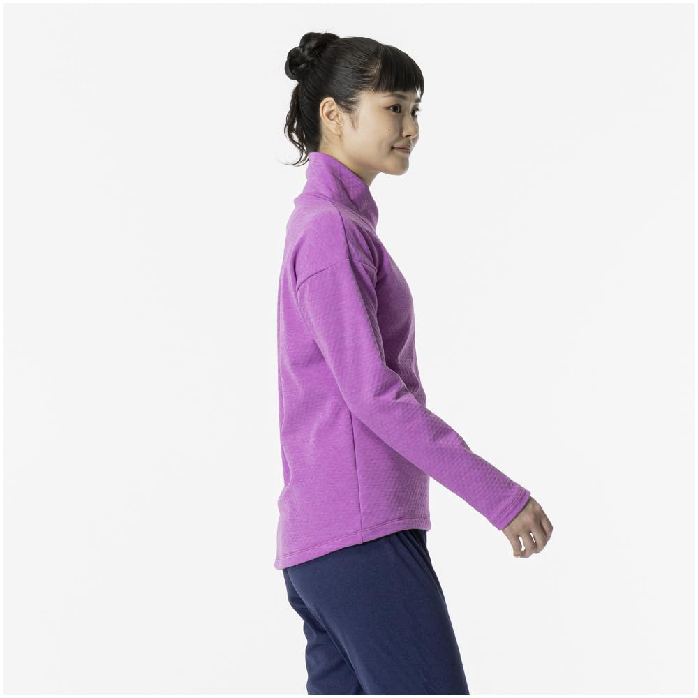 Mizuno Stretch Fleece Training High Long Vivid Orchid Size M Women's Shirt, Neck, Sleeve, Heather, (Product Code 32MAA840)