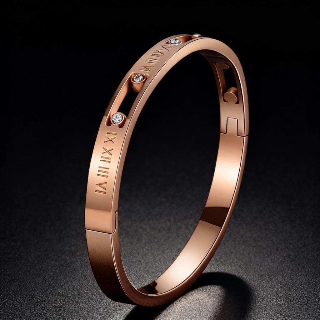 Women's Luxury Stainless Steel Bracelet: Electroplated Titanium, Full Diamond Set, European-American Style