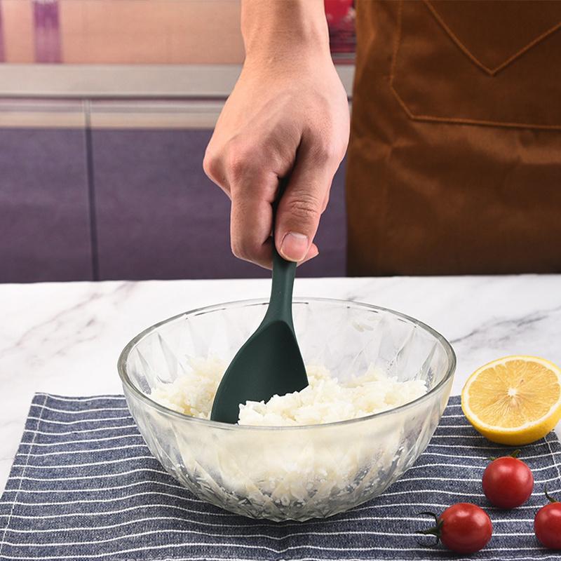 1pc Integrated Silicone Rice Spoon, Non-Stick Rice Scoop, Heat-Resistant Rice Cooker Spoon, Kitchen Rice Spoon