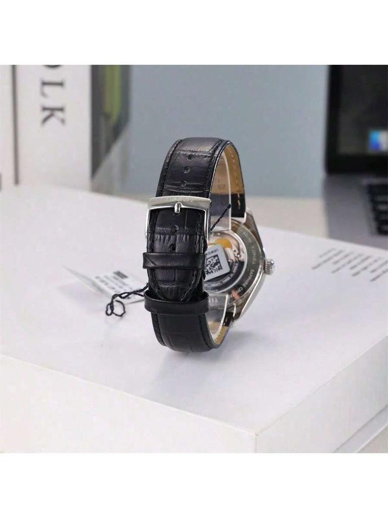 Tissot PR100 Automatisches Mechanisches Uhrwerk, 30m Wasserdicht, Herrenuhr, 39mm, Schwarzes Zifferblatt, Edelstahlgehäuse, Leder T101.407.16.051.00