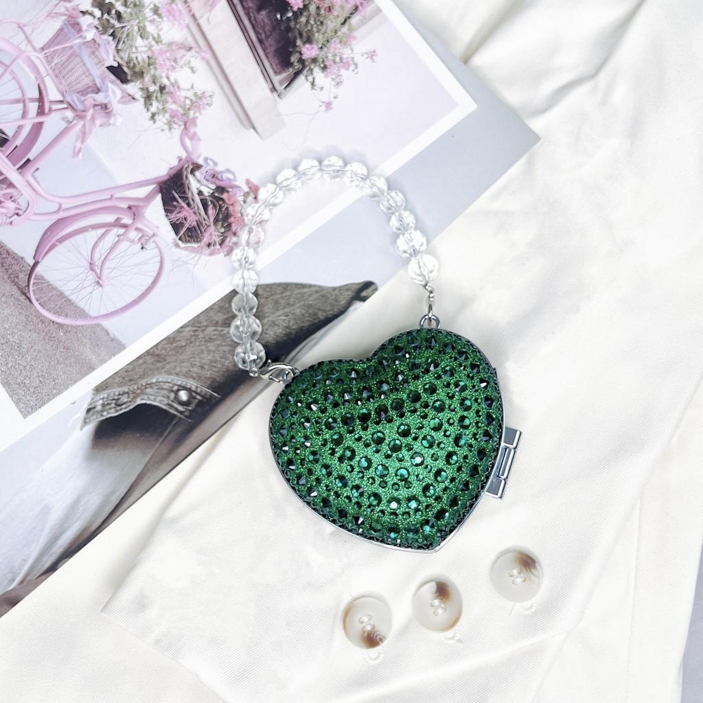 Acrylic Mini Heartshaped Box Bag With Sparkling Crystals And Magnetic Closure For Daily Use