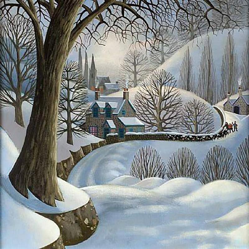 DIY 5D Diamond Painting Cross Stitch Kit Snow Scene Diamond Embroidery Full Round Drill Mosaic Rhinestone Wall Art Home Decor