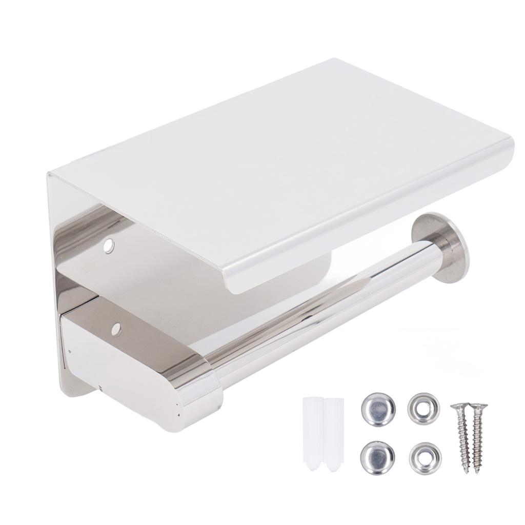 Stainless Steel Toilet Paper Holder Wall Mounted Bathroom Toilet Paper Holder with Shelf