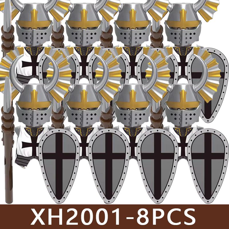 Medieval Roman Soldier Figures Building Blocks MIlitary Castle Warrior Hospital Templar Knight Flag Cloak Accessories Bricks Toy