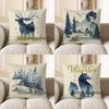 Home Decor Winter Wonderland Deer Throw Pillow Cover Pattern Cushion Cover Suitable For Sofa Bedroom Car Pillow Cover