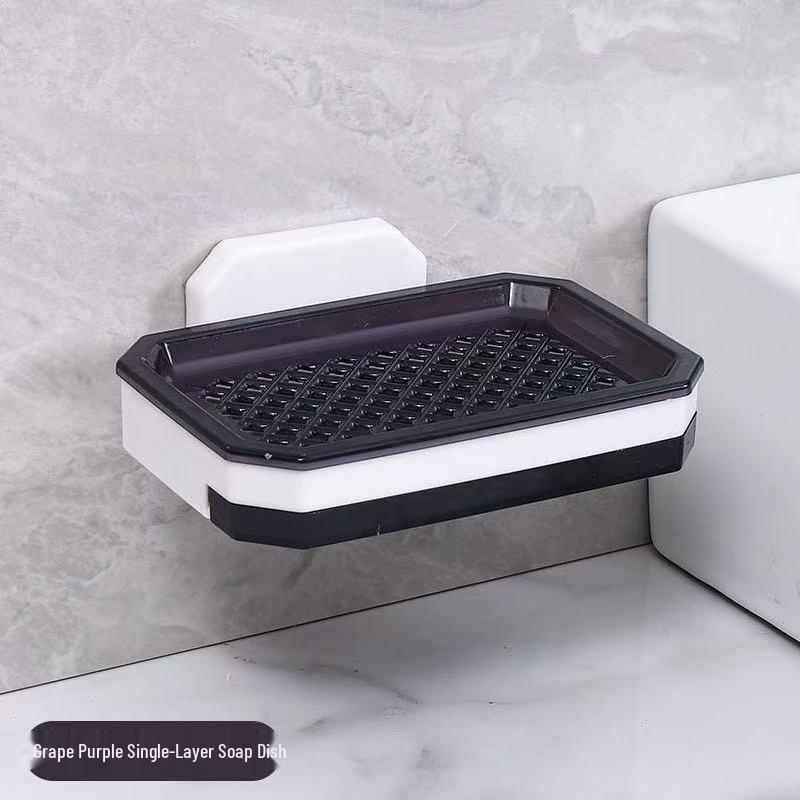 Wall-Mounted Double-Layer Soap Dish: Punch-Free Bathroom Storage Tray