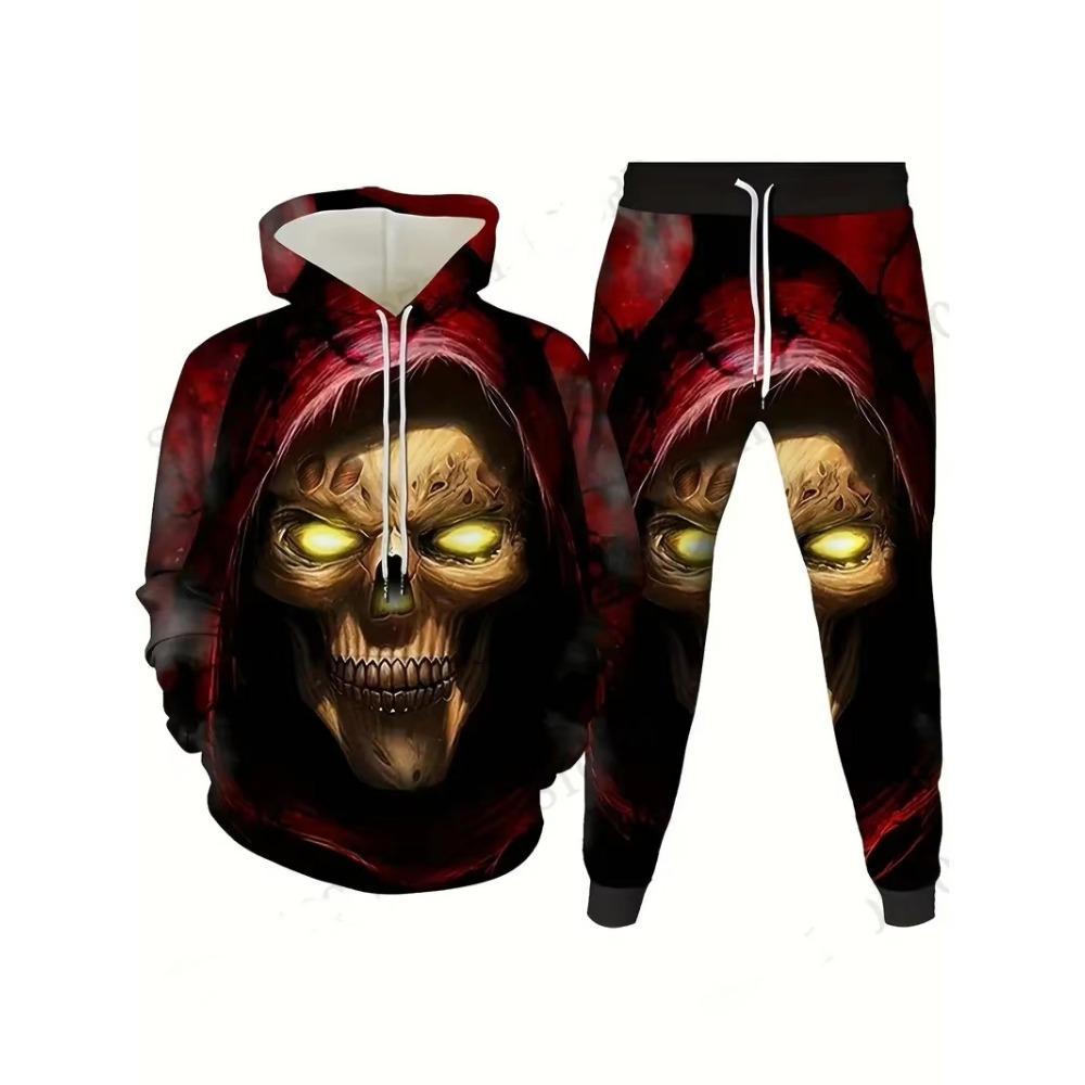 Skeleton Skull 3D Print Hoodies Pants Sets Men's Women Sweatshirts Sweatpants Two Piece Suits Outdoor Tracksuit Man's Clothing