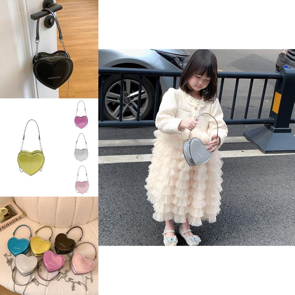 Charming Heart Shaped Childrens Handbag Cute Sequined Crossbody Bag For Kids
