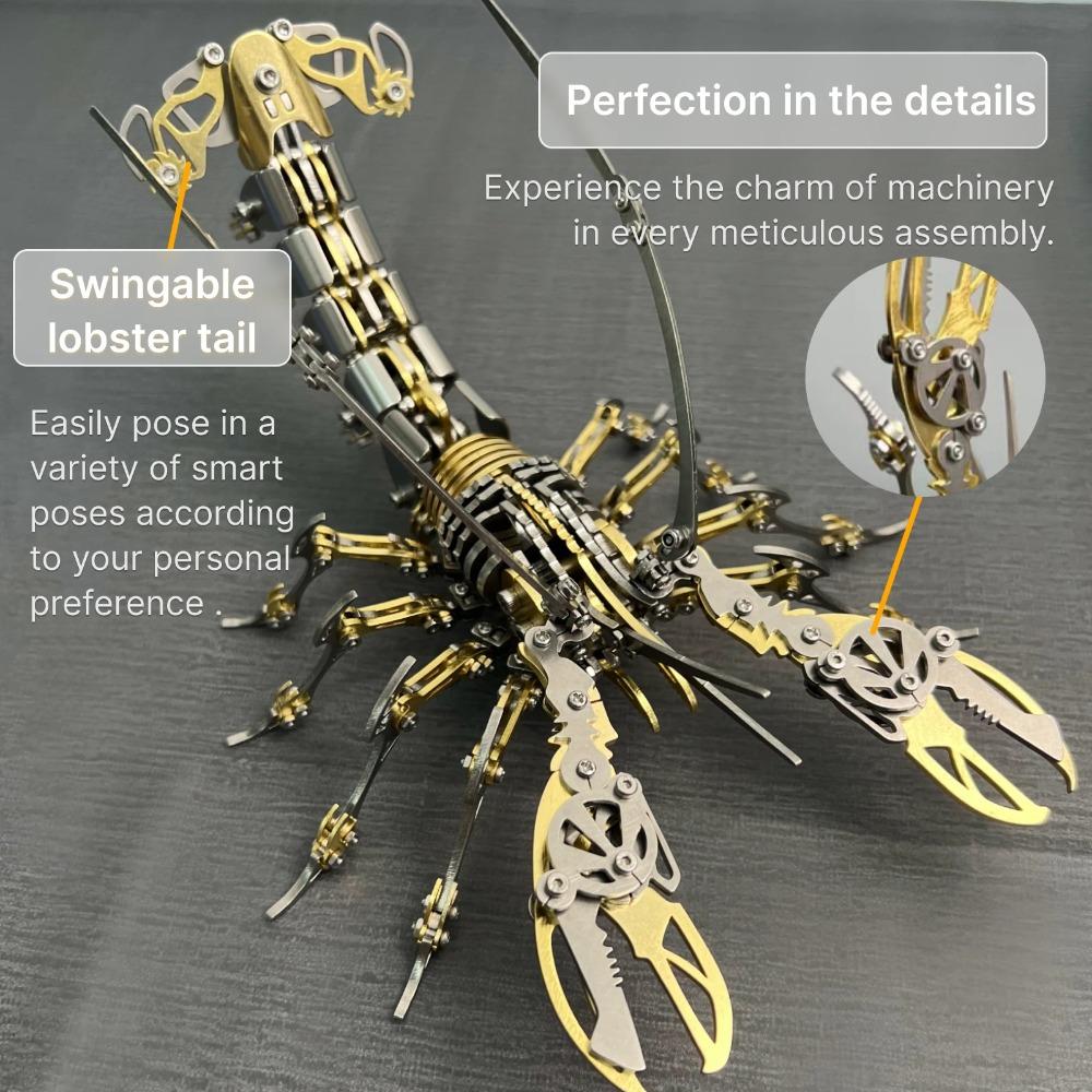 DIY Mechanical Assembly 3D Metal Lobster Stainless Steel Puzzle Decompression Model Kit Personalized Gift Toy