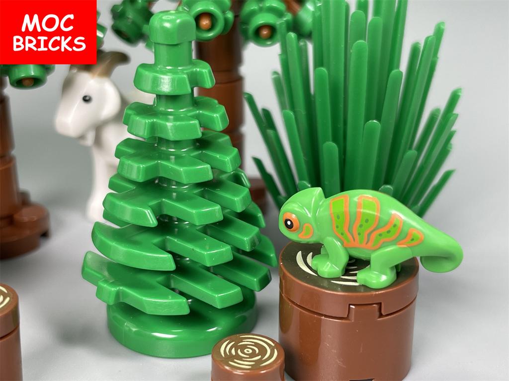 Non-Toxic Moc Bricks Lizard Animal 57763 Tree Rings Magnifier Diy Farm Forest Explorer Educational Building Blocks Toys Kids Gifts