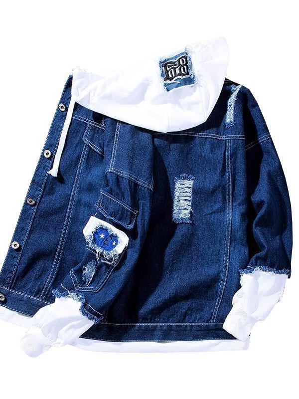 Men's Trendy Korean Style Denim Patchwork Baseball Jacket – Versatile Spring & Autumn Casual Wear