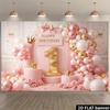 1Pcs 1st Birthday Pink Golden Balloons Decoration Background Backdrop For Photo Studio Photo Booth Party