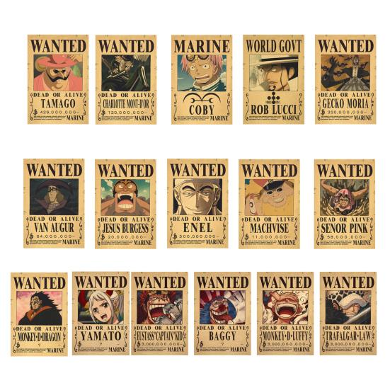 One Piece Poster Clear Printing Rectangle Decorative Japanese Anime Luffy Bounty Poster Bedroom Decor for Bar