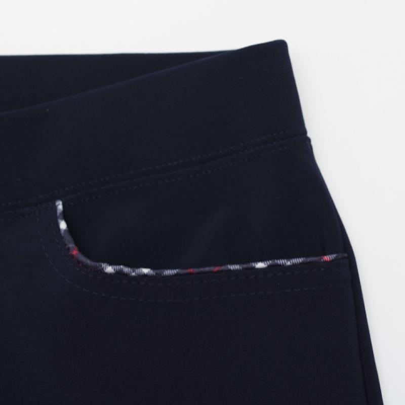 Shop Women Stretch Waistband Plain Slacks Navy Ace Wpt 1576