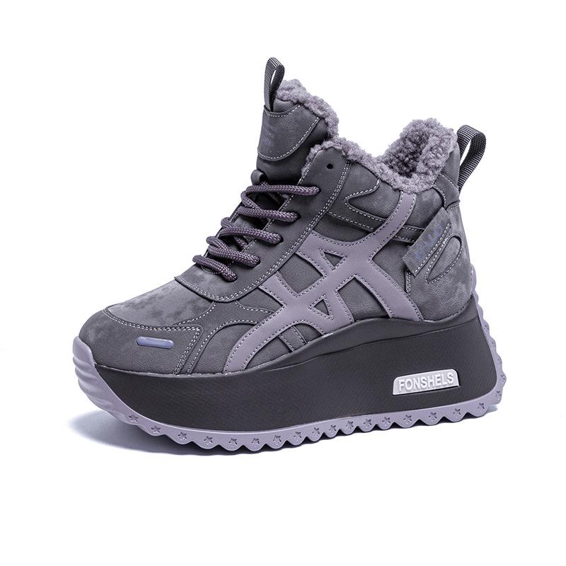 Small thick-soled daddy shoes women's autumn new inner height increase casual versatile sports women's shoes with fleece and thickening