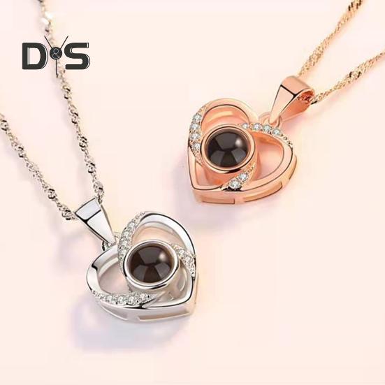 Picture Necklace Personalized Photo Projection Necklace Memorial Valentine's Day Birthday Gifts for Wife Girlfriend