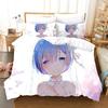 3D Print RE Zero Rem Ram Anime Bedding Set Gils Duvet Covers Pillowcases Comforter Bedding Sets Bedclothes Bed Linen